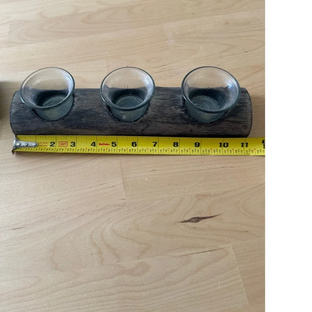 Rustic Reclaimed‎ Wood Triple Tealight Candle Holders Set of 2 Farmhouse Decor